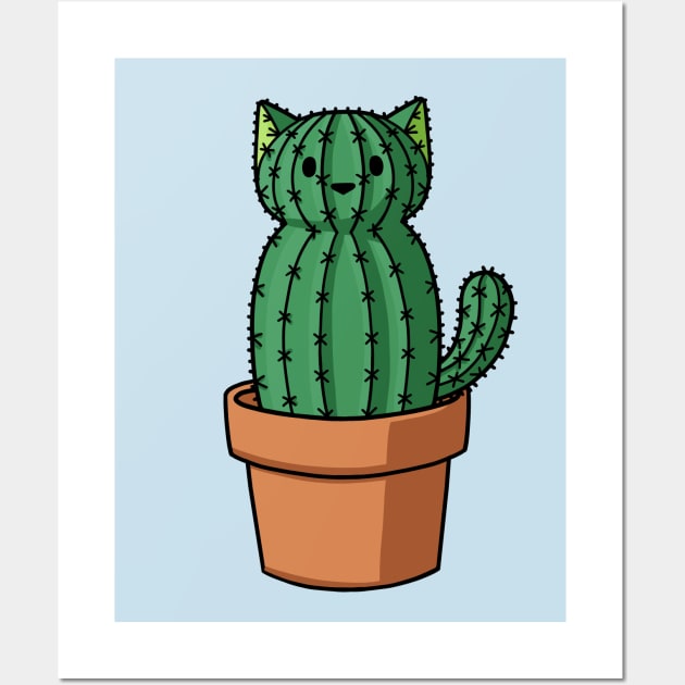 Cat shaped cactus Wall Art by Doodlecats 